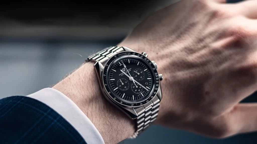 PAGANI DESIGN Orologio da Polso al Quarzo con Vetro Zaffiro, Cronografo Sportivo Impermeabile 10 Bar, Acciaio Inossidabile 316L