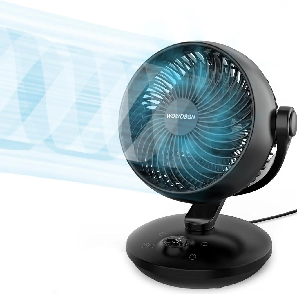 Ventilatori silenziosi WOWDSGN, 6 velocità regolabili, 3 modalità, 22 dB, neri, timer da 9 ore, ventilatore da tavolo per scrivania da ufficio per studenti, cucine, soggiorno