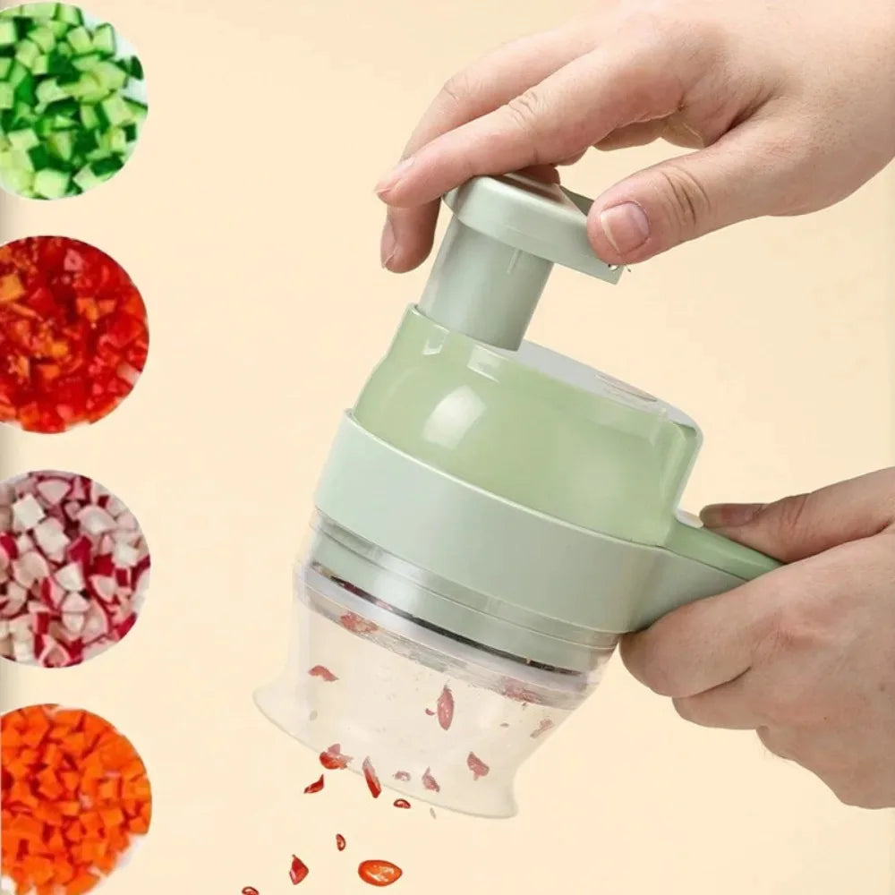 4In1 Tagliaverdure Elettrico Set Tenuto In Mano Elettrico Portatile Aglio Masher Cibo Chopper Tritacarne Macchina Buccia di Frutta Fetta