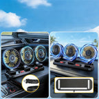 Ventilatore portatile per auto a 3 teste - 2 velocità regolabili, 360° °   Presa Accendisigari Girevole, Potente Flusso d'Aria per Veicoli, Camper e SUV