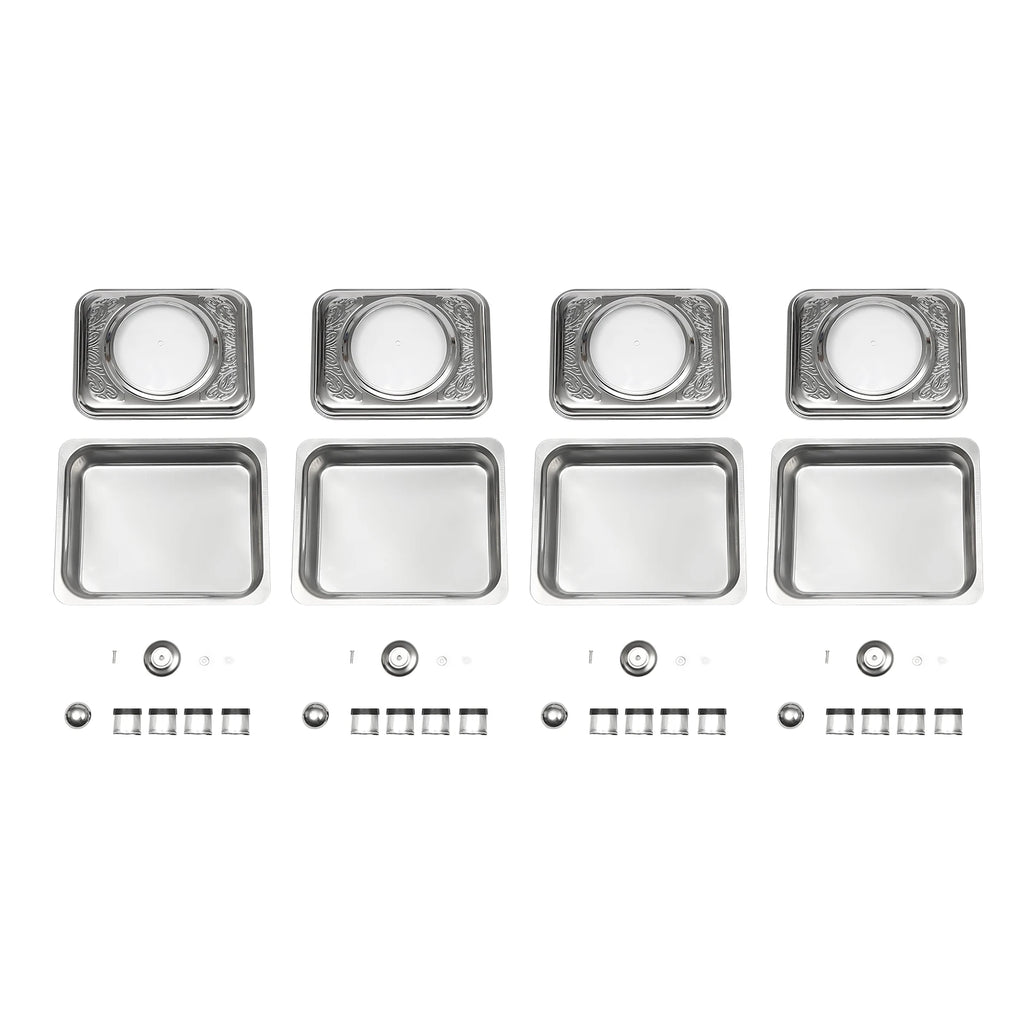 4/8 Stück Chafer-Pfannen-Buffet-Servierbehälter mit Deckel, rechteckiger Speisenwärmer-Pfannen-Servierbehälter