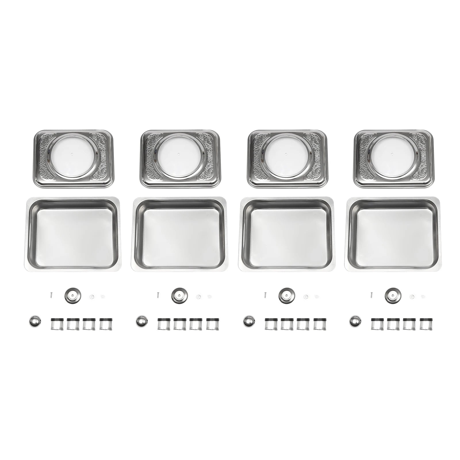 4/8 Stück Chafer-Pfannen-Buffet-Servierbehälter mit Deckel, rechteckiger Speisenwärmer-Pfannen-Servierbehälter