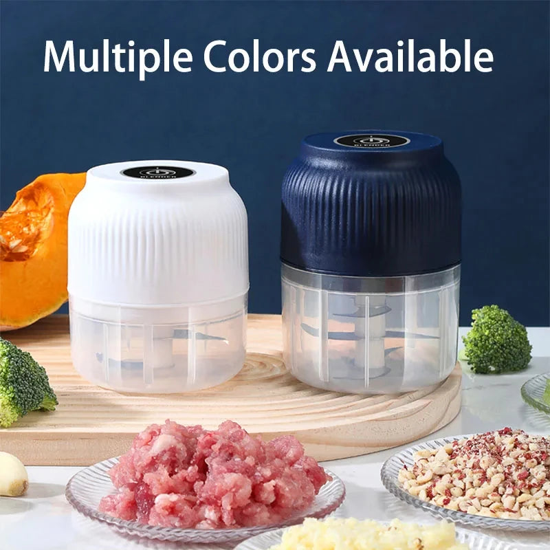 Mini Akku-Zerkleinerer, 250ml, USB-wiederaufladbar, Knoblauch- und Gemüseschneider, Knoblauchpresse
