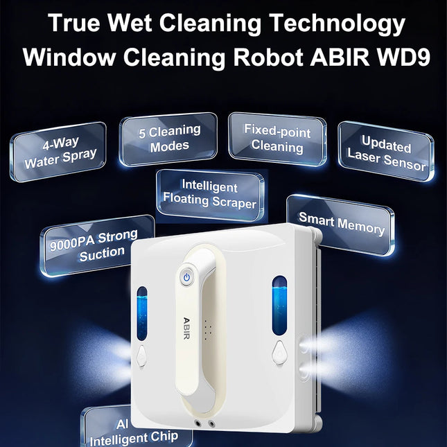 Robot lavavetri ABIR WD9, spruzzo d'acqua a 4 vie, tecnologia di pulizia flottante, sensore laser, aspirazione sottovuoto 9000PA, memoria intelligente