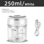 Elektrischer Zerkleinerer für Knoblauch 250ML, Gemüsehacker, USB-Mini-Zerkleinerer für Knoblauch, Zwiebelhacker, kleiner tragbarer Küchenmixer