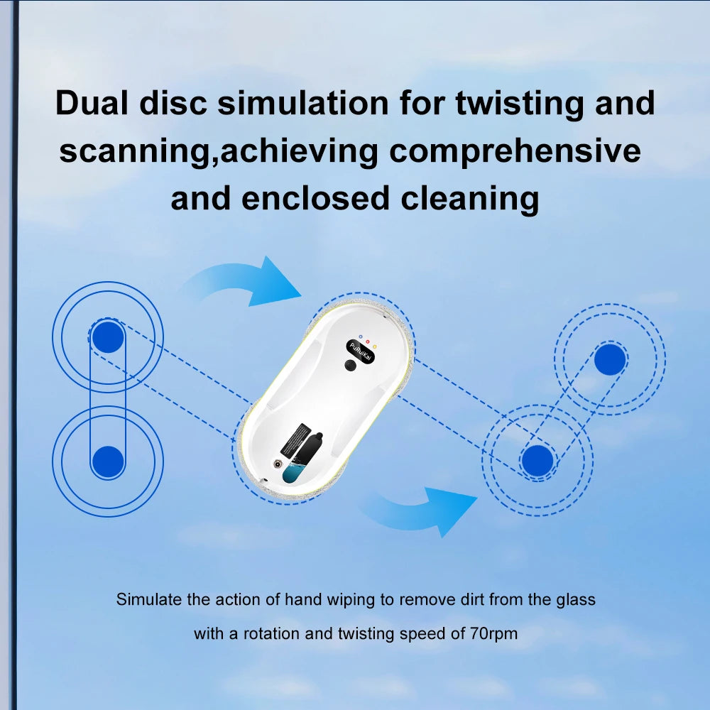 PuRuiKai Fensterputzroboter Automatische Reinigung mit intelligenter Routenplanung, 5600 Pa Saugleistung, Kantenerkennungstechnologie