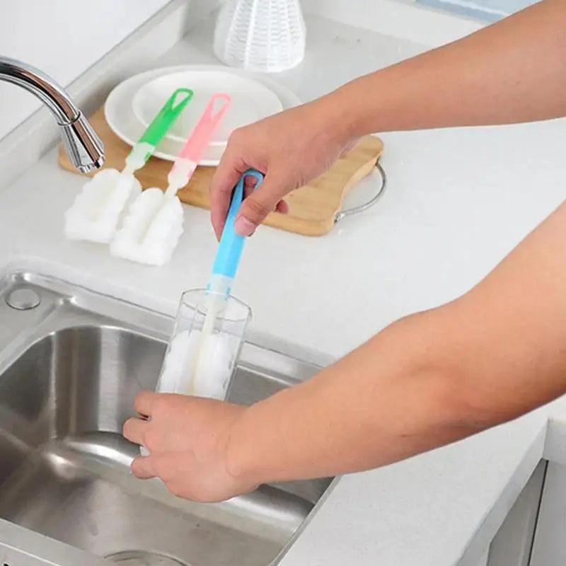 Weiche Schwammtassenbürste Langer Griff Schwammflaschenbürste Schwammreinigungsbürste Wasserflasche Glasbecher Reinigungsgerät