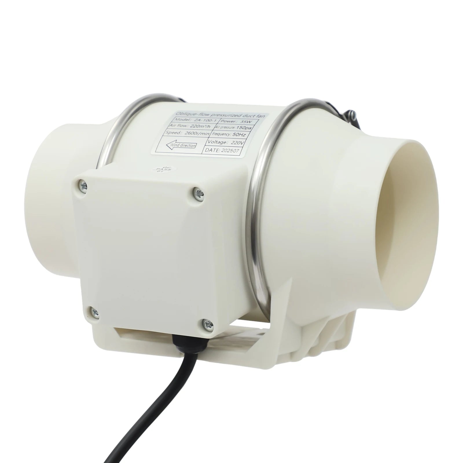 Ventilatore da condotto 220V, ventilatore di scarico silenzioso per cucina/bagno, 2600 giri/min
