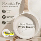 Set di 3 Padelle Antiaderenti 20/24/28cm con Rivestimento in Ceramica Bianca, Set di Padelle per Omelette, Pentole per Cucina a Induzione
