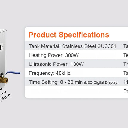 SucceBuy 2L 3L 6L 10L 22L 30L Pulitore ad ultrasuoni Acciaio inossidabile Pulizia portatile Lavatrice Elettrodomestico ad ultrasuoni