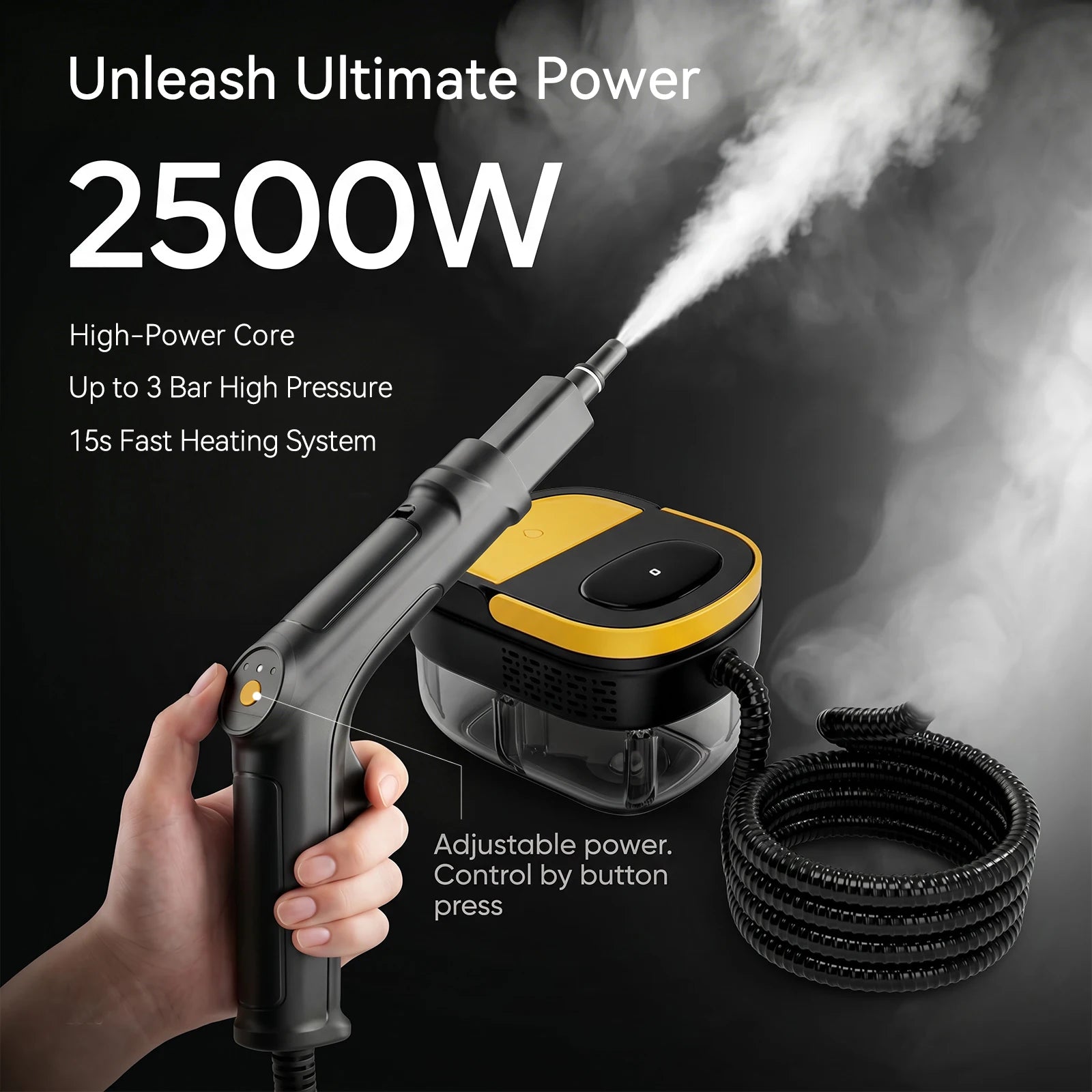 Podofo 2500W Handdampfreiniger, Klimaanlagenreinigungsmaschine mit 1,6L Tank, Hochdruck-Dampfreiniger, schnelle Aufheizung in 15s, 45 Minuten Dauerdampf, p