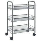 Carrello da Cucina a 3 Ripiani Grigio, 46x26x64 Cm, Materiale in Ferro, Struttura Robusta e Spessa, Organizzazione a Strati, Ruote Universali Flessibili, Antiruggine e Resistente all'Usura, Facile Installazione, Organizzatore