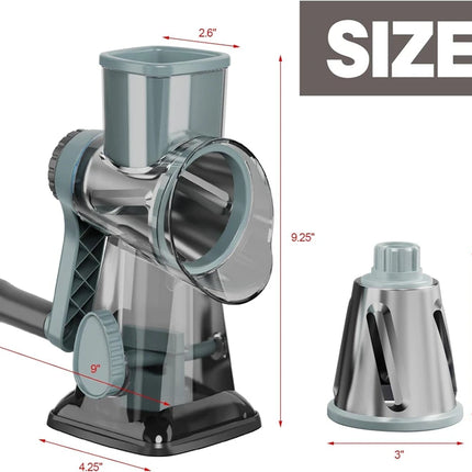LMETJMA Grattugia Rotante 3 in 1 Versatile Affettatrice Manuale di Verdure Arachidi Noci Smerigliatrice Formaggio Verdura Trituratore Trasparente JT242