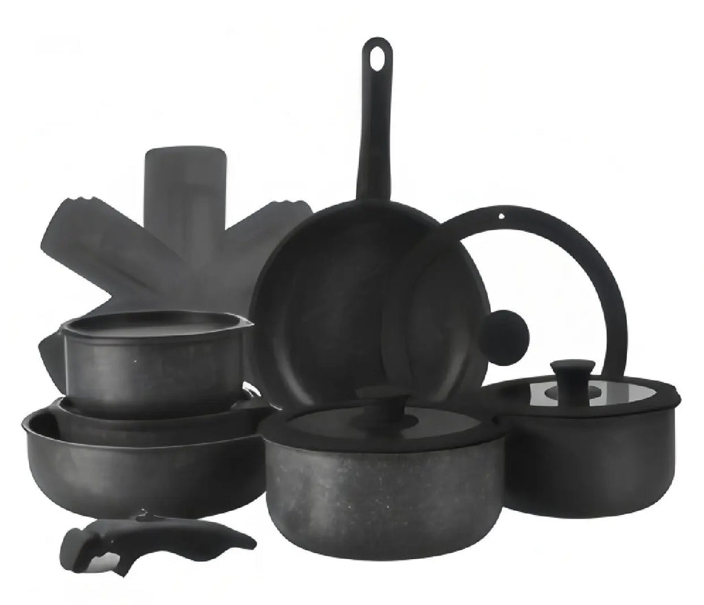 Set di pentole GIYOCA con manici staccabili, antiaderenti in ceramica, senza PFOS e PFOA, adatti per induzione/forno/lavastoviglie, compatibili con tutti i tipi di fornelli, idea regalo per la cucina.