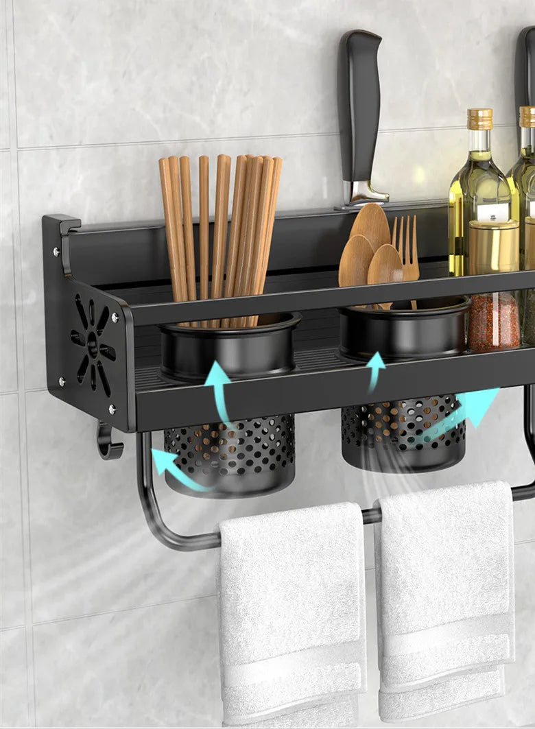 Scaffale per organizer da cucina Scaffale per spezie a parete Portacoltelli da cucina Condimento a parete Bacchette Cucchiaio Pala per riporre Sheif