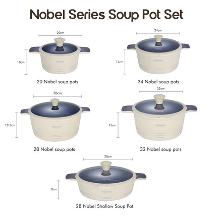 DONNOR Set di 15 pezzi di pentole antiaderenti in alluminio + ceramica, pentola per zuppa con coperchio antiscottatura a doppio manico, per fornelli