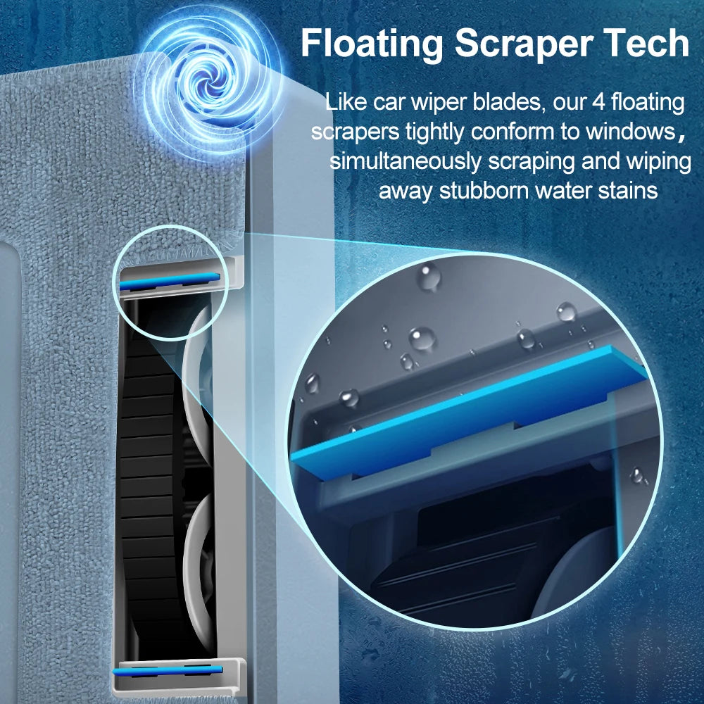 ABIR WD9 Fensterputzroboter, 4-Wege-Wassersprühfunktion, schwimmende Schaber-Technologie, Lasersensor, 9000PA Saugkraft, intelligente Speicherfunktion