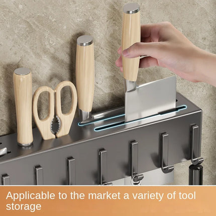 Mensole da cucina senza attrezzi, accessori da cucina, tubo portabacchette multifunzionale a parete, portaoggetti per coltelli e utensili
