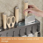 Mensola da cucina senza attrezzi, accessori da cucina, tubo per bacchette multifunzionale a parete, deposito per coltelli e attrezzi