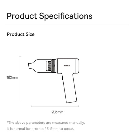 Baseus Car Vacuum Cleaner Cordless Car Air Blower Gun Powerful Handheld Auto Cleaning Appliance Wireless Vehicle Cleaner