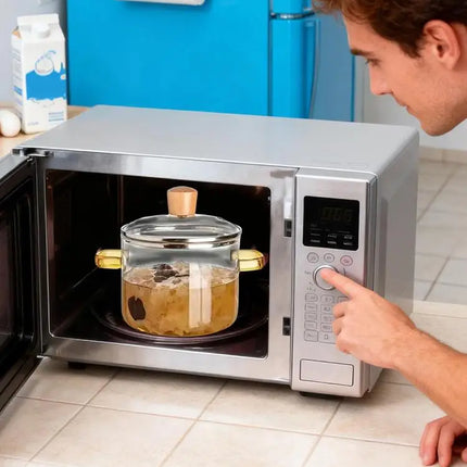 Pentola per zuppa in vetro trasparente da 1600 ml, pentola per zuppa di grande capacità, pentola in vetro borosilicato, pentola per cottura in vetro con coperchio, pentola per zuppa
