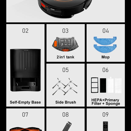 ABIR K30 Robot Vacuum Cleaner, Automatic Emptying Station, Lidar Laser, 6500PA Suction, Multi-Floor Mapping, Smart Home Appliance for Dry and Wet Cleaning