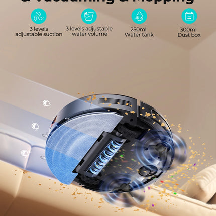 Airzeen R7 3-in-1 Robot Vacuum and Mop, 4000Pa Suction, Smart App/Alexa Control, Self-Charging for Pet Hair and Hard Floors
