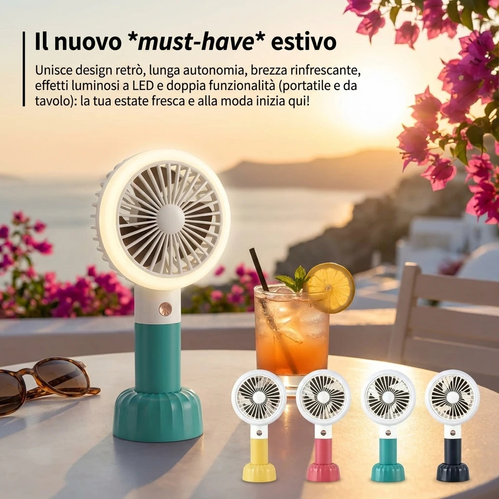 Retro Mini-Handventilator, wiederaufladbar über USB, 3 Windgeschwindigkeiten, batteriebetrieben, Tischventilator, geeignet für Zuhause, Büro, Schlafzimmer, Reisen und Outdoor.