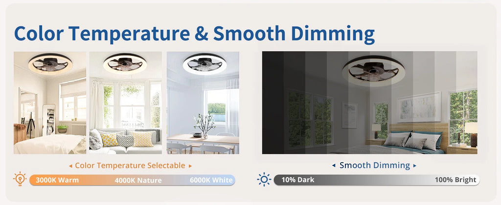 Ventilatore da Soffitto Intelligente XINGOO Nordic con Luce e Telecomando, Decorazione per Camera da Letto, Ventilatore con Pale Invisibili