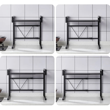 Kitchen Microwave Shelf, 2-Tier Microwave Rack - Expandable - for Spices, Cans, Bottles, Up to 25 kg (42 cm (40-65 cm))