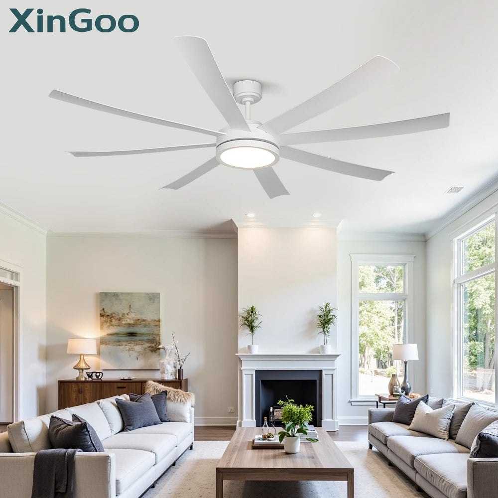 XINGOO Nordic White Ventilatore da soffitto da 72 pollici, telecomando con luce, decorazione per la casa, soggiorno, lampadario da soffitto per camera da letto