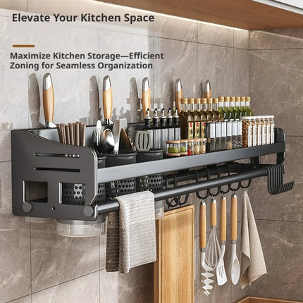 No-punch kitchen shelf, multifunctional wall-mounted knife holder, wall-mounted home organization accessories
