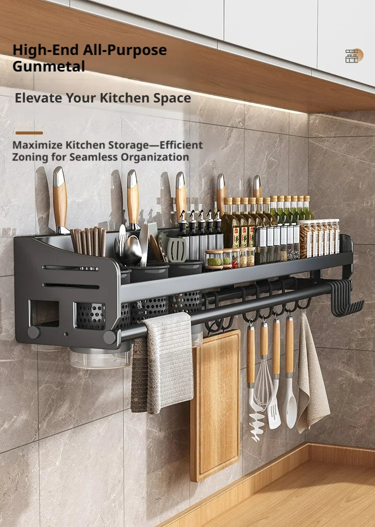 Mensola da cucina senza fori, portacoltelli multifunzionale da parete, accessori per l'organizzazione domestica a parete