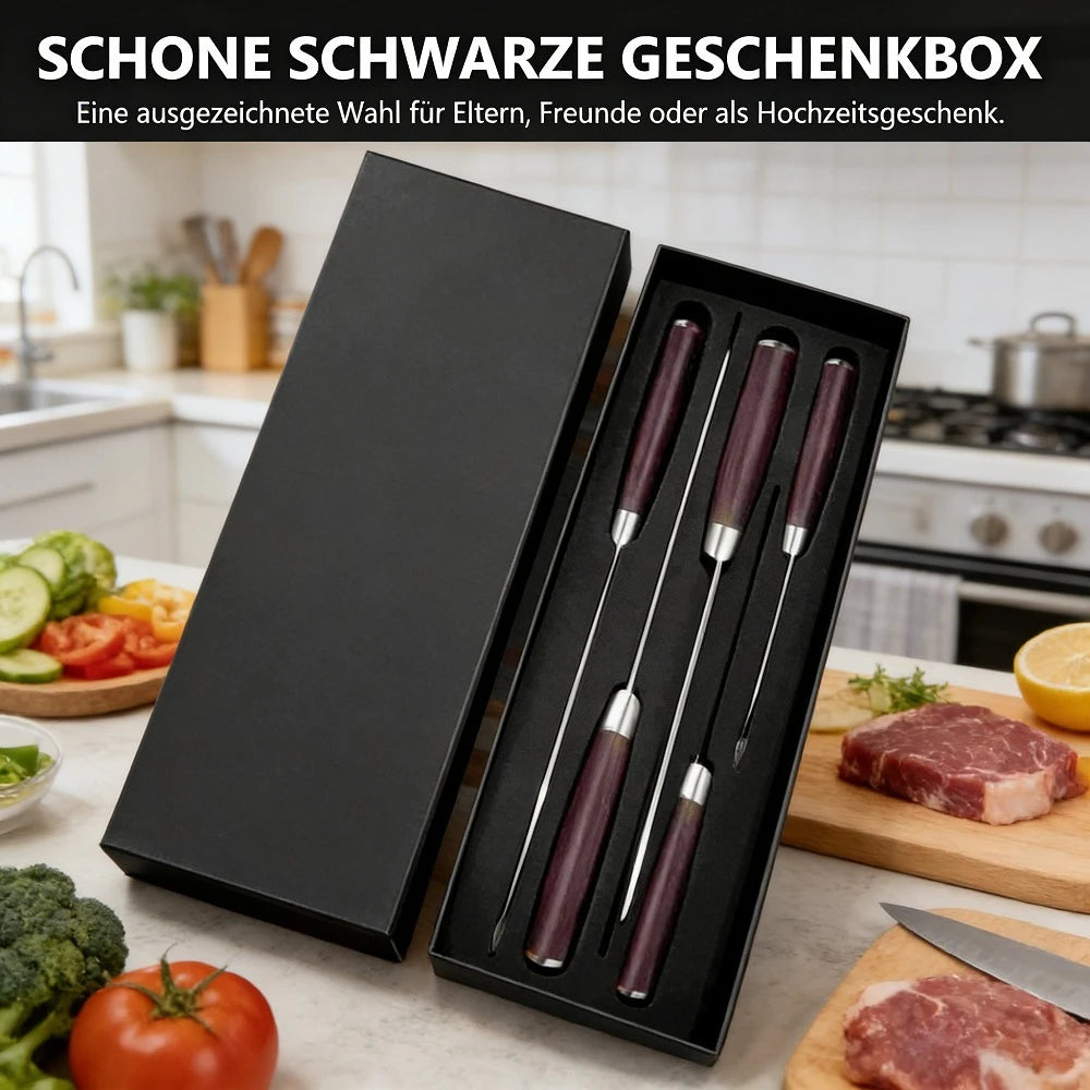 Professionelles 8-Zoll-Kochmesser aus 7CR17-Stahl mit Laser-Damastmuster, Pakka-Holzgriff, Küchenmesser mit Scheide und Geschenkbox