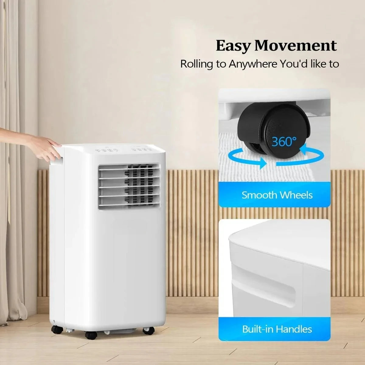 Unità AC con Ventilatore e Deumidificatore per 350 mq Condizionatore d'aria portatile Wi-Fi da 10000 BTU