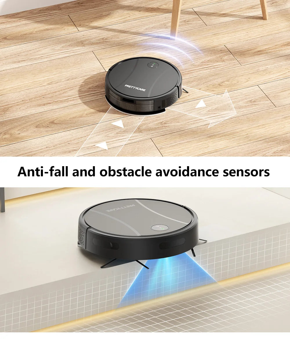 PrettyCare C2 Roboter-Staubsauger und Wischmopp, 4000 Pa Saugkraft, Roboterstaubsauger mit automatischer Teppichverstärkung, Alexa/WLAN/App