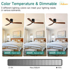 Ventilatore da soffitto Sofucor da 52 pollici in legno nero con luce, telecomando, motore DC silenzioso a 6 velocità per camera da letto e soggiorno