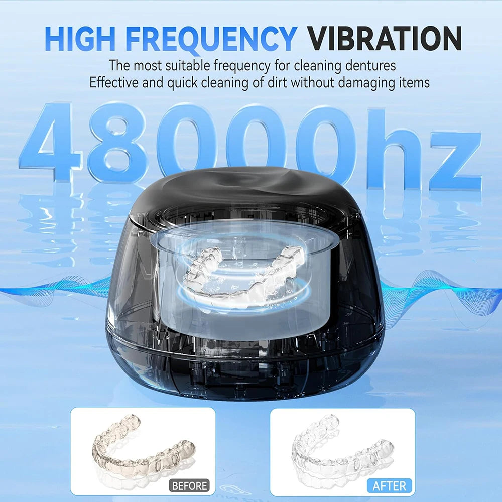 KUNPHY Dental Pod Ultraschallreiniger für Retainer, UV-Licht-Sterilisator für Aligner, Nachtschienen, Mundschutz, Zahnprothesenreiniger