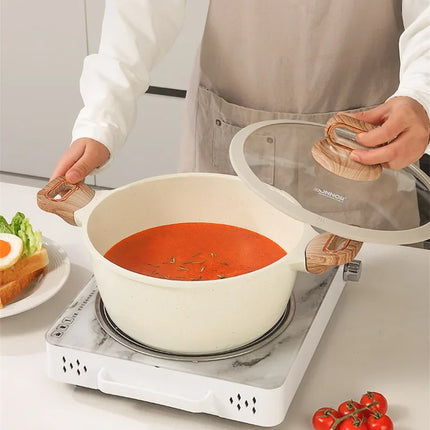 DONNOR 15/16 Pezzi Set di Pentole Antiaderenti, Padella, Pentola per il Latte, Pentola per Zuppa, Set da Cucina per Fornello a Gas e a Induzione