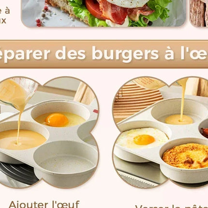 4-hole crepe pan, non-stick egg pan, heavy-duty aluminum pan with handle