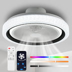 Ventilatore da soffitto intelligente da 40 W, 50 cm, con modalità musica e APP |   RGBCW Telecomando silenzioso per camera da letto, soggiorno, sala da pranzo, cucina