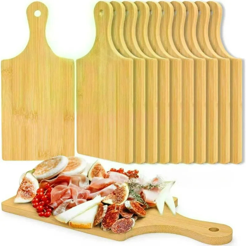 Holzschneidebretter mit Griff, Küchenschneidebretter aus Bambus für Pizza, Brot, Käse, Wurst und Gemüse