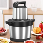 Fleischwolf Küchenmaschine Edelstahl 1500W 6.5L, 3 Geschwindigkeiten, Leistungsstarker Motor, 4-Schicht-Klinge, Zerkleinerer für Gemüse, Zwiebeln und Knoblauch