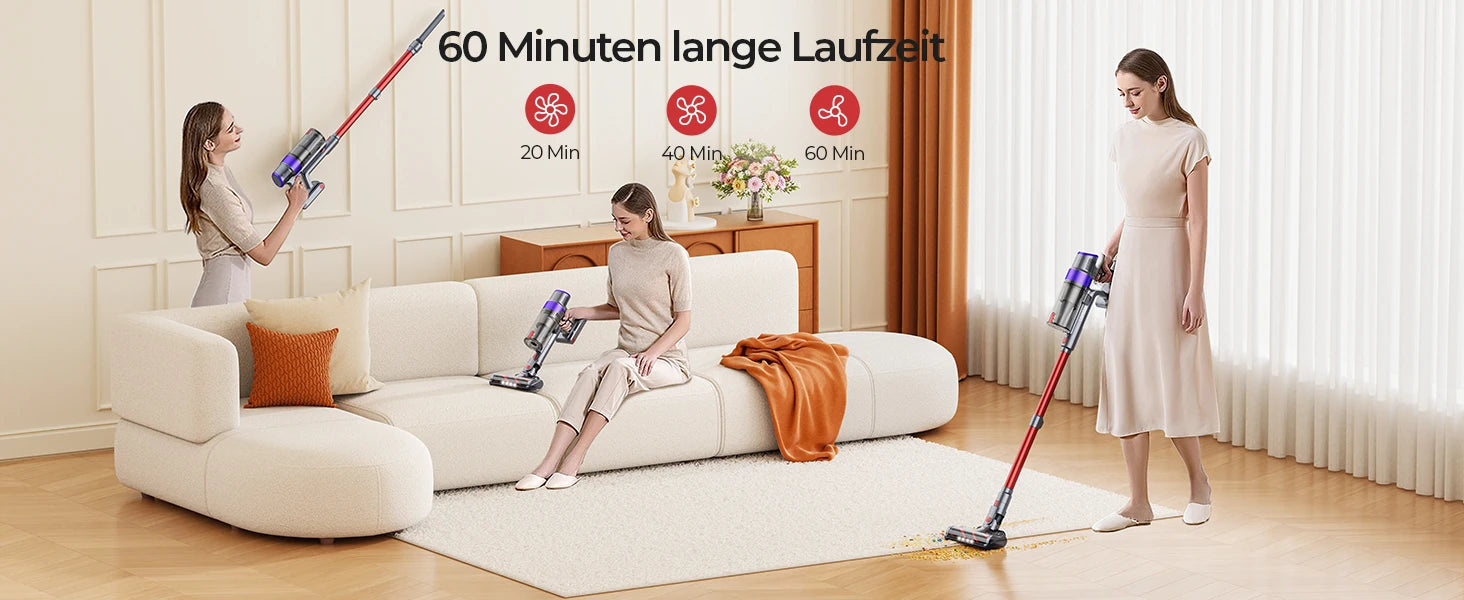 Laresar V8 Kabelloser Handstaubsauger für Autos, 48000 PA, 500 W, 60 Minuten, Haushalt, abnehmbarer Akku, kabelloser bürstenloser Motor