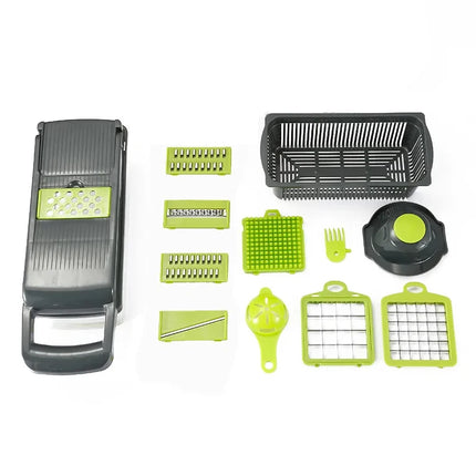 Tritatutto per verdure multifunzionale 14/16 in 1, tritatutto per cipolla con manico, griglia per alimenti, tritatutto per alimenti, affettatrice per verdure, dicer, taglio