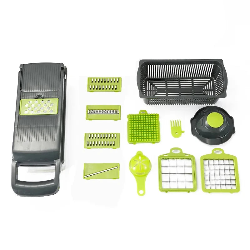14/16 in 1 Tritatutto per verdure multifunzionale Tritatutto per cipolla Manico Griglia per alimenti Chopper per alimenti Cucina Affettatrice per verdure Dicer Cut