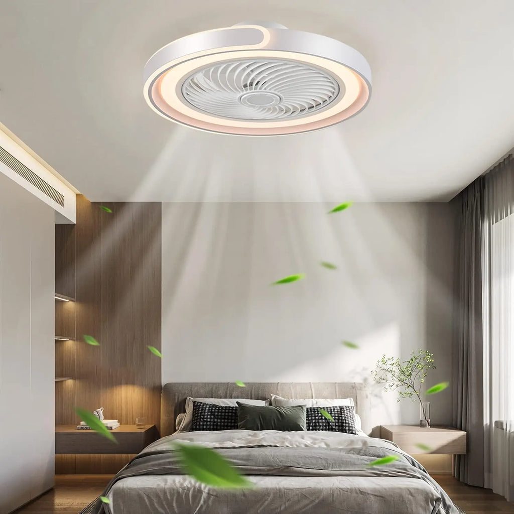 Ventilatore da soffitto LED con telecomando e APP, dimmerabile, 6 velocità, 50x20 cm, Tetipa