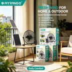 Arrango Solar-Standventilator, groß, wiederaufladbar, leise, 3 Geschwindigkeiten, tragbar, mit Solarpanel, für Camping, Zelt, Outdoor, Notfall, Hausbelüftung