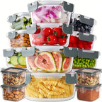 32er-Set Meal Prep Glasbehälter mit luftdichten Deckeln, auslaufsichere Glas-Lebensmittelbehälter, mikrowellen- und gefriergeeignetes Glasbehälter-Set für Reste, Obst und Gewürze