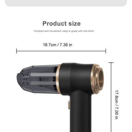 High Power Car Vacuum Cleaner, Strong Suction and Blower 2-in-1, Portable for Auto/Home Cleaning, Dust Removal from Seat/Mat/Trunk